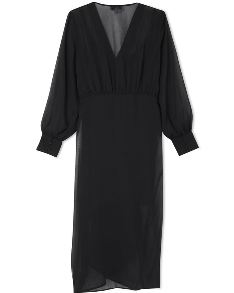 Front of a size 26 Black Sheer Midaxi Vienna in Black by Never Fully Dressed. | dia_product_style_image_id:319283